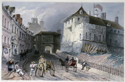 La porte "Priscott Gate" na cidade de Quebec, Canadá - em "Canadian Scenary illustrated" por William Henri Barlett, ed. George Virtue de William Henry Bartlett