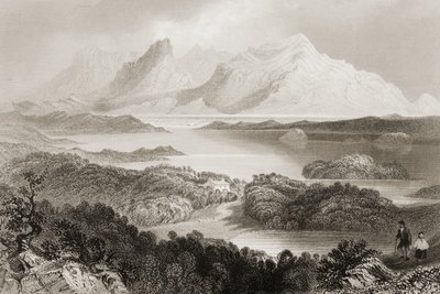 Lago Garromin, Connemara, Condado de Galway, de "Cenário e Antiguidades da Irlanda" por George Virtue, de 1860 de William Henry Bartlett