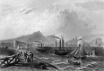 Leith Pier e Porto, gravado por Robert Wallis, c.1820 de William Henry Bartlett