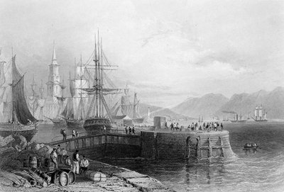 Porto Glasgow, gravado por JW Appleton, 1841 (gravura) de William Henry Bartlett