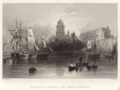 Igreja de Redcliffe e bacia, Bristol de William Henry Bartlett