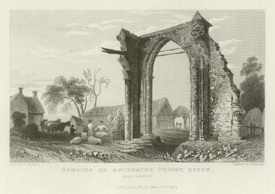 Restos de Bycknacre Priory, Essex, perto de Danbury de William Henry Bartlett