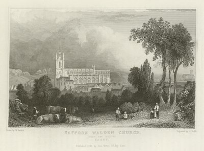 Saffron Walden Church, do Sul, Essex de William Henry Bartlett