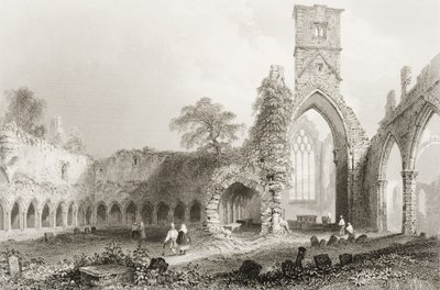 Sligo Abbey, Condado de Sligo, na Irlanda, de "Cenário e Antiguidades da Irlanda" por George Virtue, de 1860 (gravura) de William Henry Bartlett