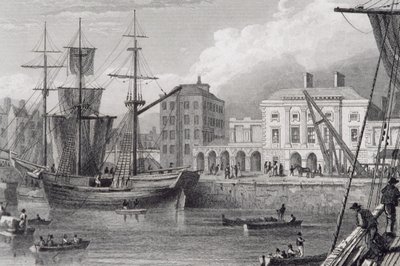 A alfândega, Limerick, Irlanda, na década de 1830, de "Cenário e antiguidades da Irlanda" por George Virtue, de 1860 de William Henry Bartlett