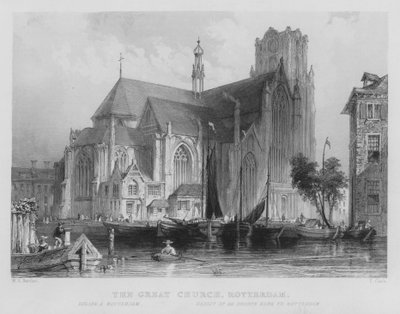 A Grande Igreja, Roterdão (gravura) de William Henry Bartlett