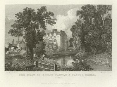 O fosso do Castelo de Ongar e Castle House, Essex de William Henry Bartlett