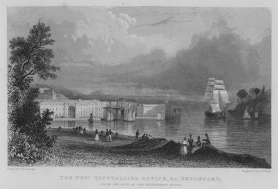 O Novo Gabinete de Abastecimento, etc, Devonport, a partir do Verso da Casa do Governo (gravura) de William Henry Bartlett