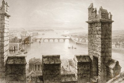 O rio Shannon e Limerick da torre da Catedral, Condado de Limerick, de "Cenário e antiguidades da Irlanda" por George Virtue, de 1860 de William Henry Bartlett