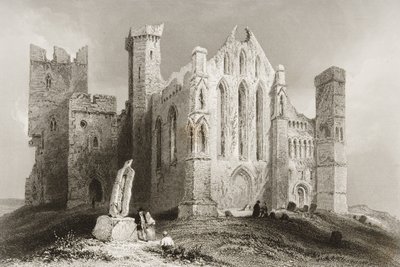 A rocha de Cashel, Condado de Tipperary, na Irlanda, de "Cenário e antiguidades da Irlanda" por George Virtue, década de 1860 (gravura) de William Henry Bartlett