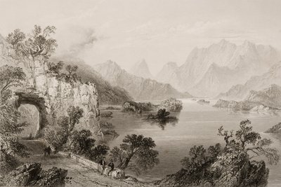 O lago superior em Killarney, Condado de Killarney, na Irlanda, de "Cenário e antiguidades da Irlanda" por George Virtue, de 1860 de William Henry Bartlett