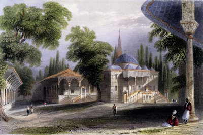 Terceiro tribunal do Serai Bownou, 1850 (aquatinta colorida) de William Henry Bartlett
