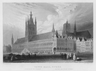Câmara Municipal, Ypres (gravura) de William Henry Bartlett