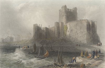 Vista, de, Carrifergus, castelo, (color, engraving) de William Henry Bartlett
