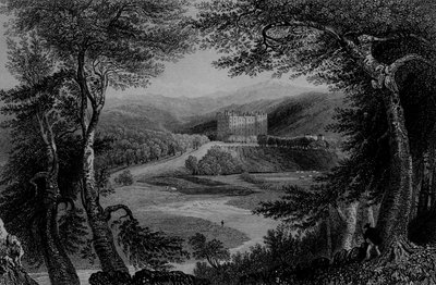 Vista, de, Drumlanrig, castelo, Dumfrieshire de William Henry Bartlett
