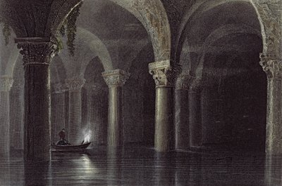 Yere Batan Serai (The Cisterns) Istanbul, gravado por JT Willmore, c.1850 (aquatint) de William Henry Bartlett