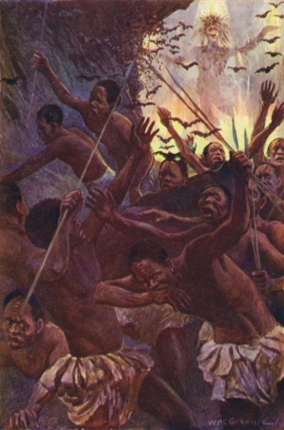 Ilustração para The Gorilla Hunters de R M Ballantyne (cor litho) de William Henry Charles Groome