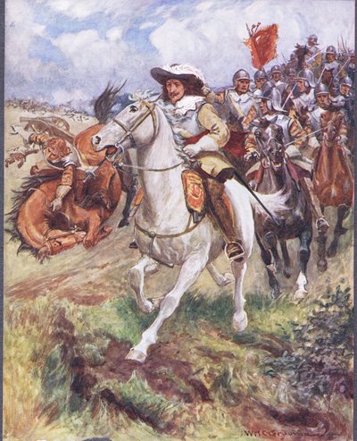 Nossos couraçarias explodiram nas fileiras da ilustração exata de "Ballads of Famous Fights", c.1900 de William Henry Charles Groome