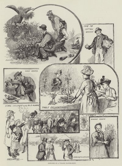 Esboços em uma flor show de aldeia de William Henry Charles Groome