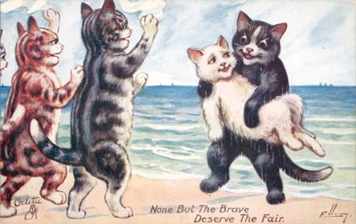 Postal humorístico de um gato (litografia a cores) de William Henry Ellam