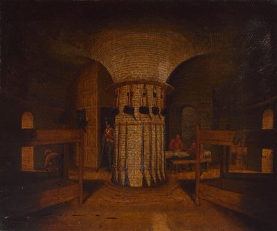 O interior de um quartel, possivelmente numa Torre Martello, c.1812 (óleo sobre tela) de William Henry Ford