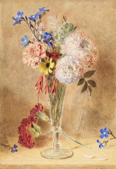 Flores em um vaso de vidro (wc no cartão) de William Henry Hunt