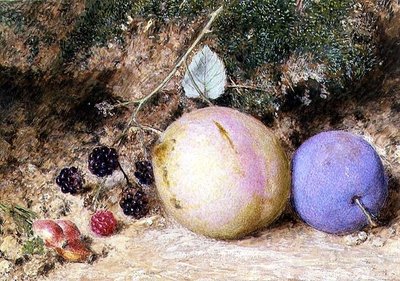 Framboesas, amoras e ameixas de William Henry Hunt
