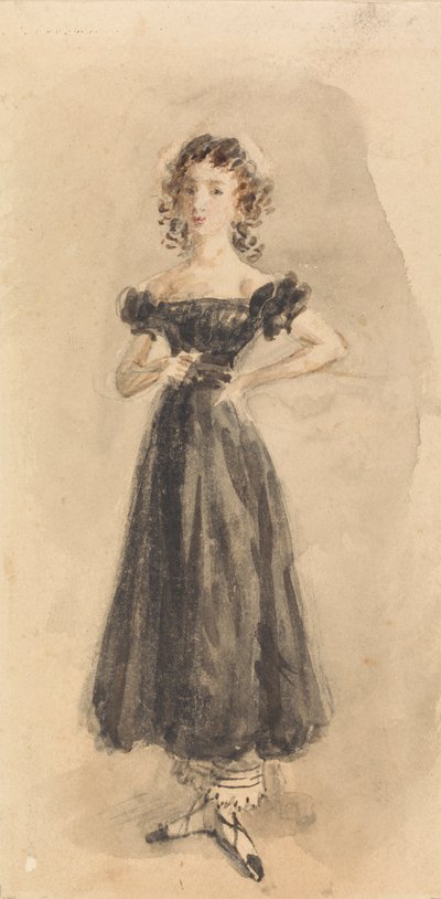 Estudo de uma Jovem, com Argolas, com um Vestido de Noite Preto de William Henry Hunt