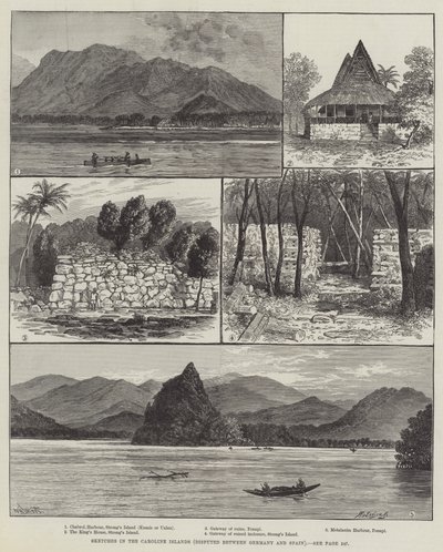 Esboços nas Ilhas Carolinas, disputados entre a Alemanha e a Espanha de William Henry James Boot