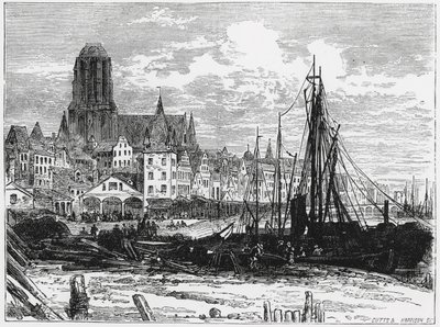 Vista de Frankfort-on-the-Main com a Igreja das Damas Brancas ao fundo, gravada por Cutts e Harrison de William Henry James Boot