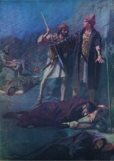 David poupa Saul, do livro bíblico publicado por Thomas Nelson, c.1950 de William Henry Margetson