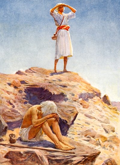 Elias e seu servo observando a chuva no Monte Carmelo de William Henry Margetson