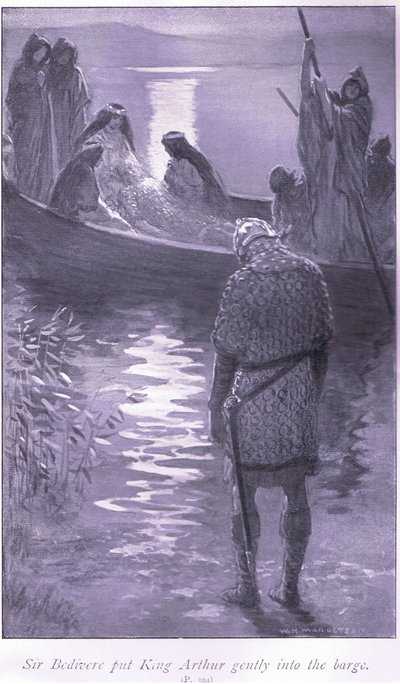 Sir Bedivere colocou o Rei Arthur gentilmente na barcaça de William Henry Margetson