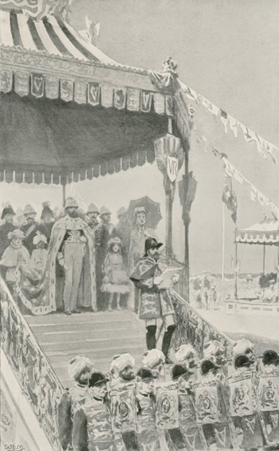 A Rainha sendo Proclamada Imperatriz da Índia em Delhi de William Henry Margetson