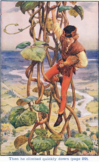Então ele subiu em silêncio, Jack and the Beanstalk, 1925 de William Henry Margetson