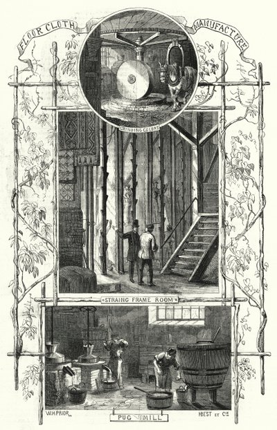 Fabrico de tecidos para pavimentos (gravura) de William Henry Pike