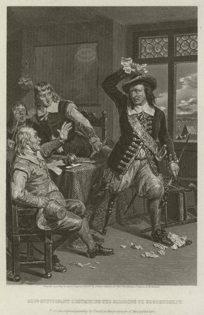 Governador Stuyvesant destruindo a intimação para entregar Nova York, 1664 de William Henry Powell