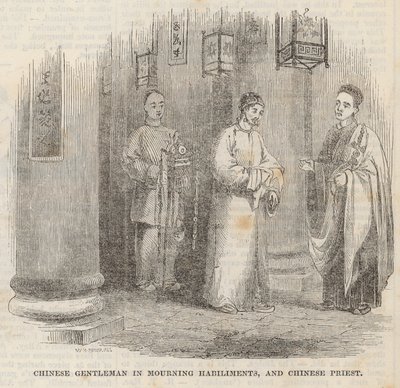 Cavalheiro chinês em habilitações de luto e sacerdote chinês de William Henry Prior