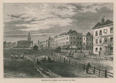 Kennington Common e Igreja em 1830 de William Henry Prior