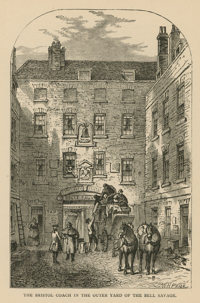 O treinador de Bristol no pátio exterior do The Bell Savage, em Londres de William Henry Prior