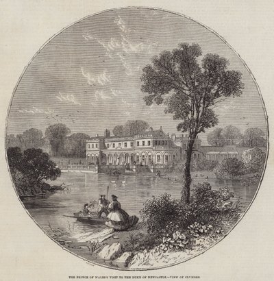 O Príncipe de Waless Visita ao Duque de Newcastle, Vista de Clumber de William Henry Prior