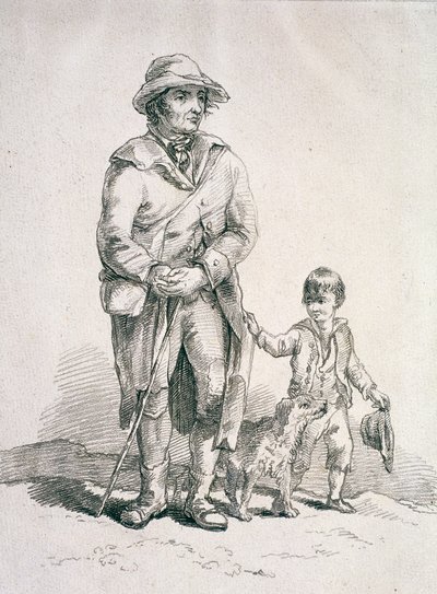 Um rústico com um cão e um menino, Personagens provinciais, 1813 de William Henry Pyne