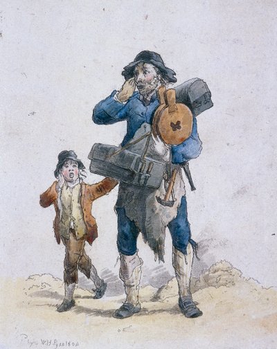 Um funileiro e uma criança, Personagens provinciais, 1804 de William Henry Pyne