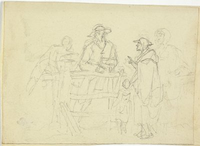 Quatro figuras em uma cerca de William Henry Pyne
