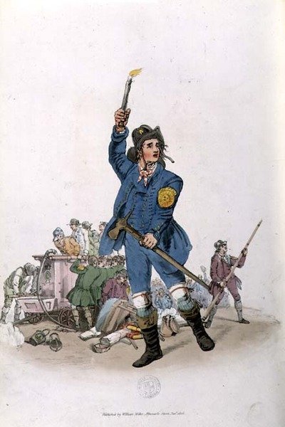 O bombeiro, de "Costume of Great Britain". de William Henry Pyne