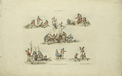 Cenas do Acampamento, 1803 (gravura colorida) de William Henry after Pyne