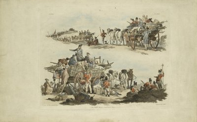Cenas do Acampamento, 1803 (gravura colorida) de William Henry after Pyne