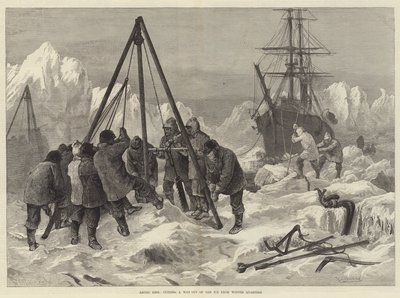 Vida no Ártico, cortando uma saída do gelo de Winter Quarters de William Heysham Overend