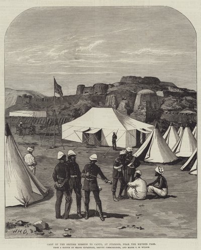 Acampamento da Missão Britânica a Cabul, em Jumrood, perto da passagem de Khyber de William Heysham Overend