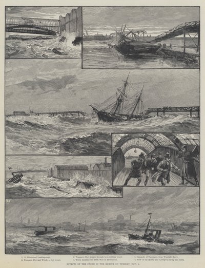 Efeitos da tempestade no Mersey na terça-feira, 1 de novembro de William Heysham Overend